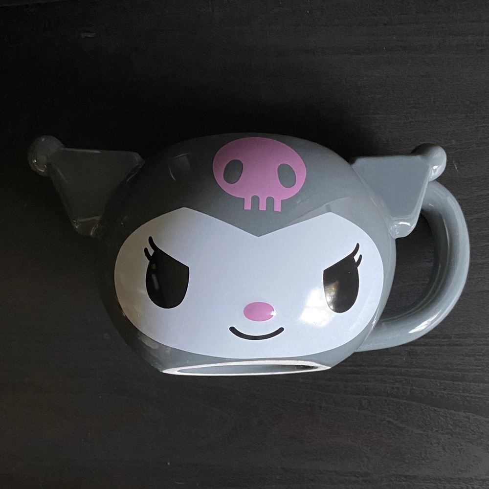 Sanrio Kuromi Head Gray Ceramic Mug w/ Handle